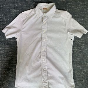 Short sleeve Prada button down - white w gray pinstripe